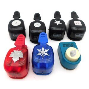 7 Small Stampin Up and More Paper Punches Scrapbooking Circle Leaf Snowflake